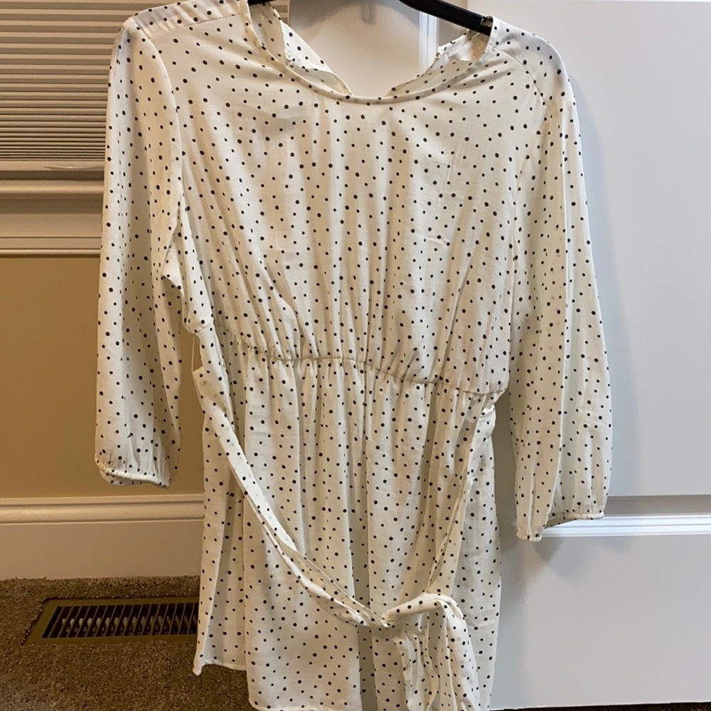 White polka dot maternity shirt